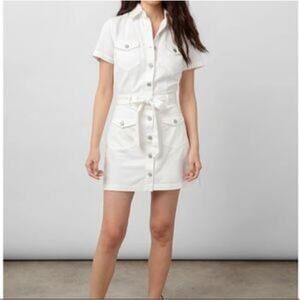 Rails Danica White Button-Up Belted Denim Shirt Dress Coastal Cowgirls Women's S